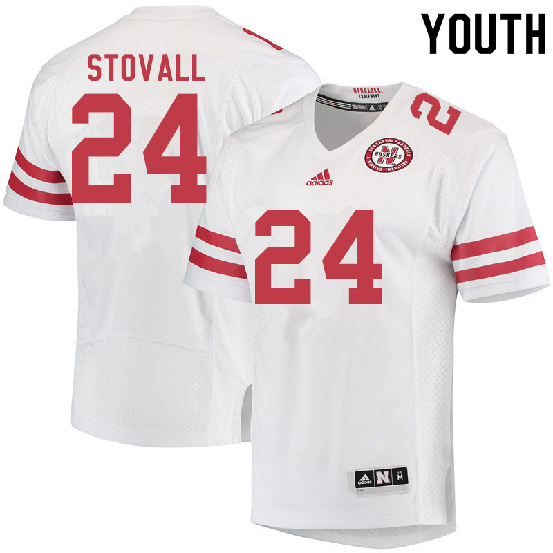 Youth #24 Jeramiah Stovall Nebraska Cornhuskers College Football Jerseys Sale-White - Click Image to Close